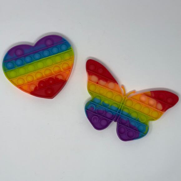 Rainbow Pop It Fidget Toy Set – Heart & Butterfly - Picture 2 of 4